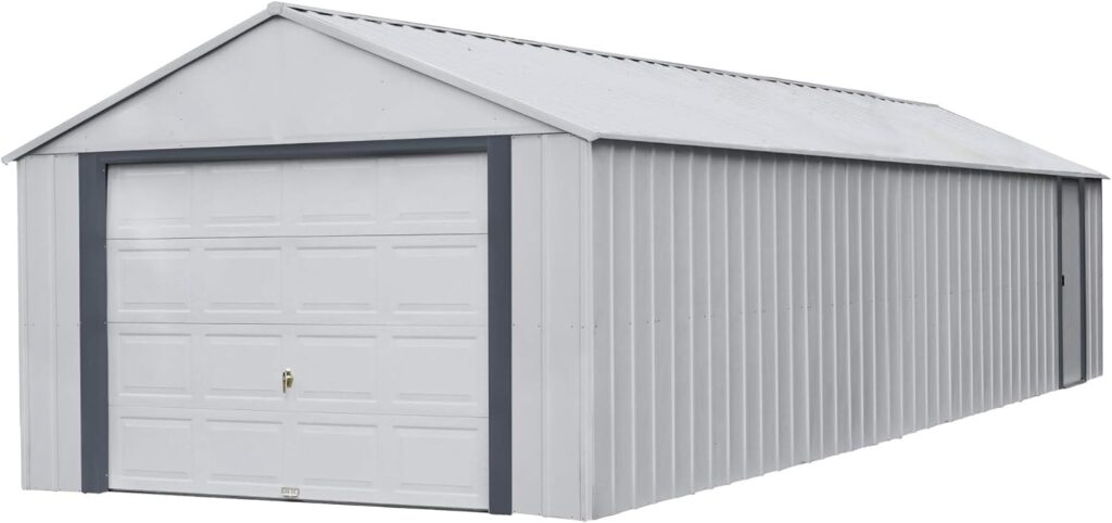 Arrow Shed 12 x 31 Murryhill Garage Galvanized Steel Extra Tall Walls Prefabricated Shed Storage Building, 12 x 31, Flute Gray