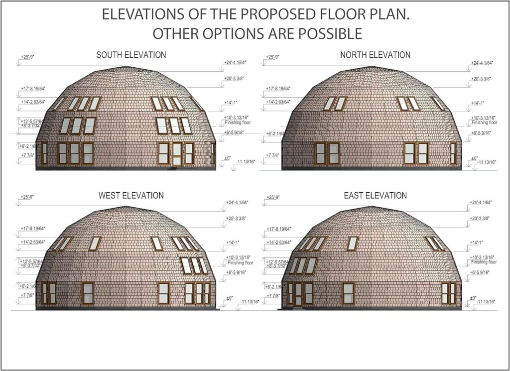 ECOHOUSEMART Moon House 45’ DIAM Dome FRAMING KIT D45H-2340 45 ft 11inch (14 meters)