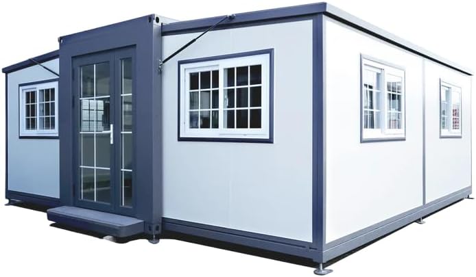 Jaxenor 13x20ft Portable Prefabricated Tiny Home, Mobile Expandable Plastic Prefab House for Hotel, Booth, Office, Guard House, Shop, Villa, Warehouse, Workshop (with Restroom)