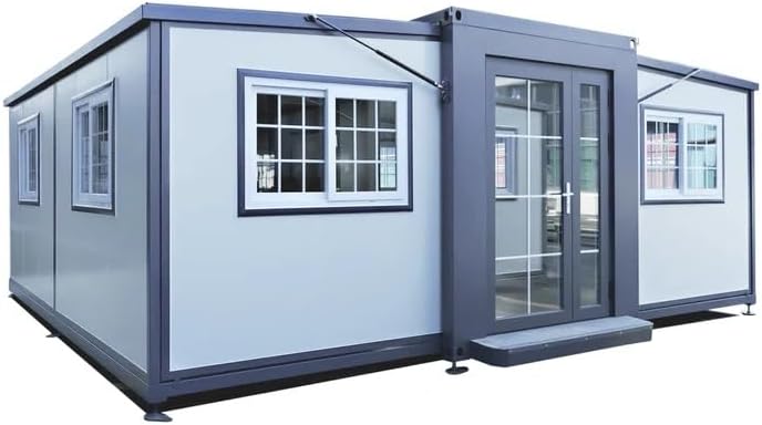 Jaxenor 13x20ft Portable Prefabricated Tiny Home, Mobile Expandable Plastic Prefab House for Hotel, Booth, Office, Guard House, Shop, Villa, Warehouse, Workshop (with Restroom)