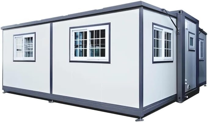 Jaxenor 13x20ft Portable Prefabricated Tiny Home, Mobile Expandable Plastic Prefab House for Hotel, Booth, Office, Guard House, Shop, Villa, Warehouse, Workshop (with Restroom)